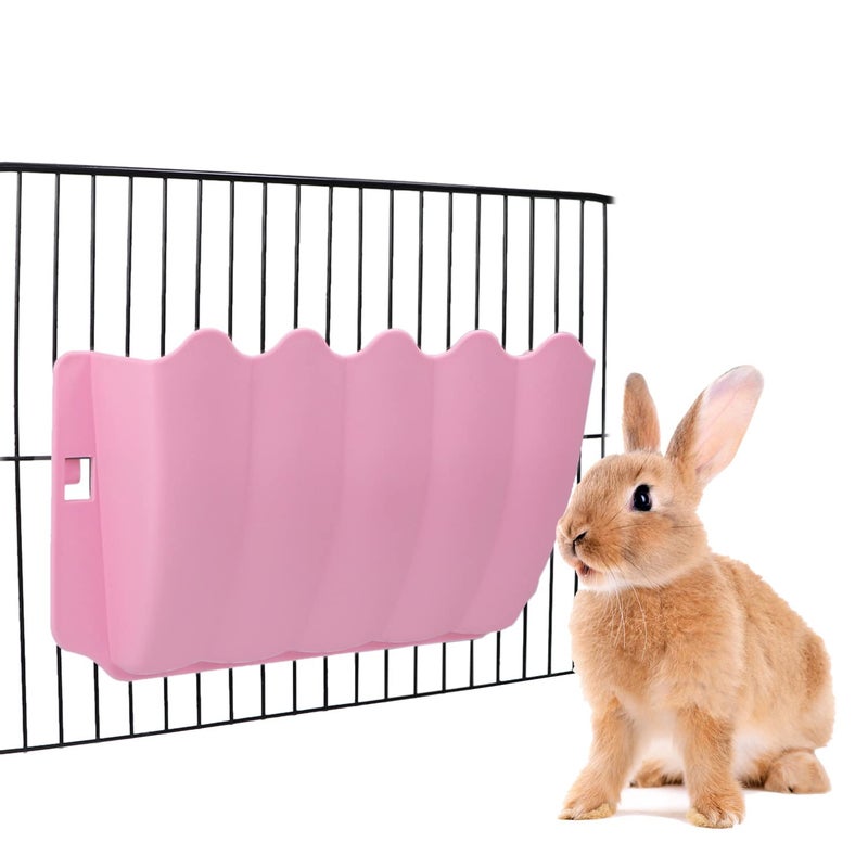 Litewoo Rabbit Hanging Hay Feeder Rack Guinea Pig Mess-Free Dispenser Hay Bowl Manger Rack Wall-Mounted for Small Pets Rat Chinchilla Ferret Squirrel Cage Accessories (Pink) - Image 5